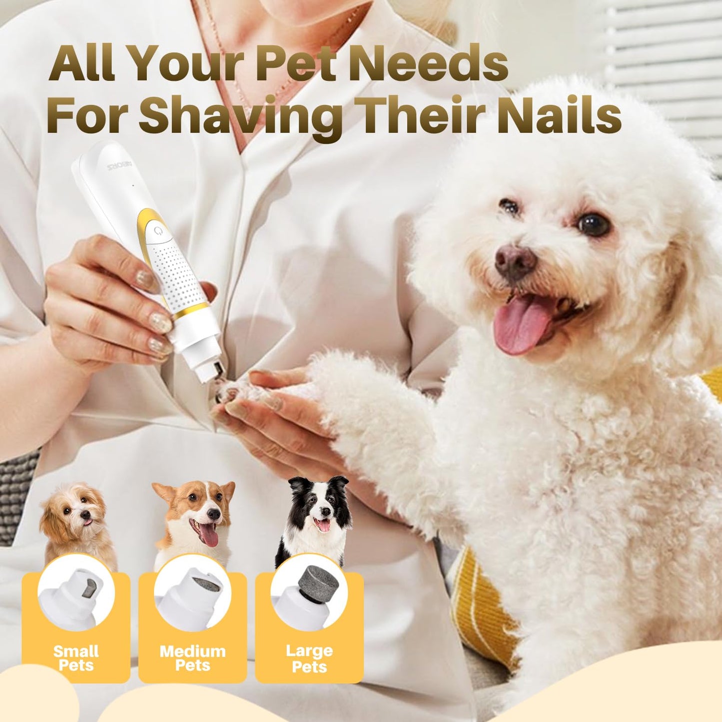 AIBORS Small Dog Grooming Kit, 4 in 1 Electric Cordless Dog Paw Trimmer with Nail Grinder, Low Noise Dog Nail Trimmers, IPX7 Waterproof Small Dog Grooming Clippers for Paws, Ears, Face, Hip Hairl