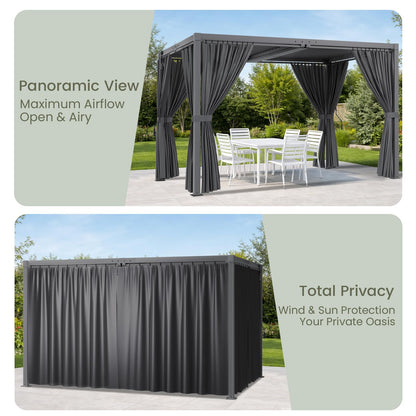 SAILARY Louvered Pergola 10' x 13' with Waterproof Curtains, Outdoor Aluminum Pergola with Reinforced Steel Roof, Heavy-Duty Hardtop Gazebo, Privacy Privacy Shaded Shelter, Grey