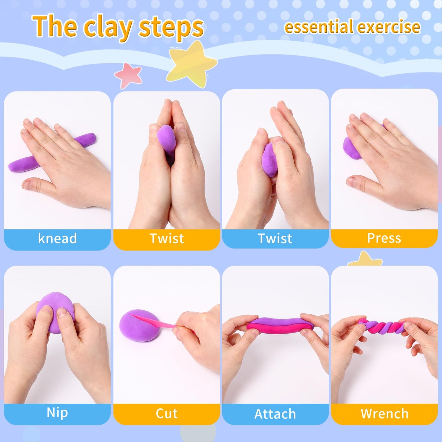 Air Dry Clay Kit, 36 Colors Modeling Clay with Tools, Ultra Light, Safe and Non-Toxic 36 Colors with 3 Sculpting Tools