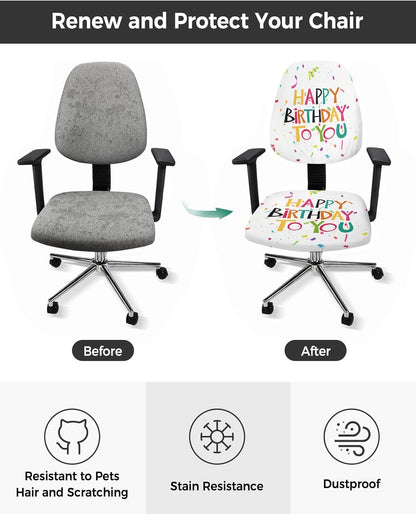 Office Chair Cover - Happy Birthday to You Decoration, Stretch Elastic Universal Cover for Desk Task Chair (1pcs)