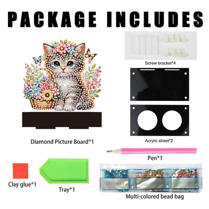 JISHSHAY Diamond Art Candle Holder Cat Diamond Painting Candlestick Holders Animal Gem Painting Candle Stand Flower Gem Art Candleholders Embroidery Kit Mosaic Kits for Adults Desktop Decoration