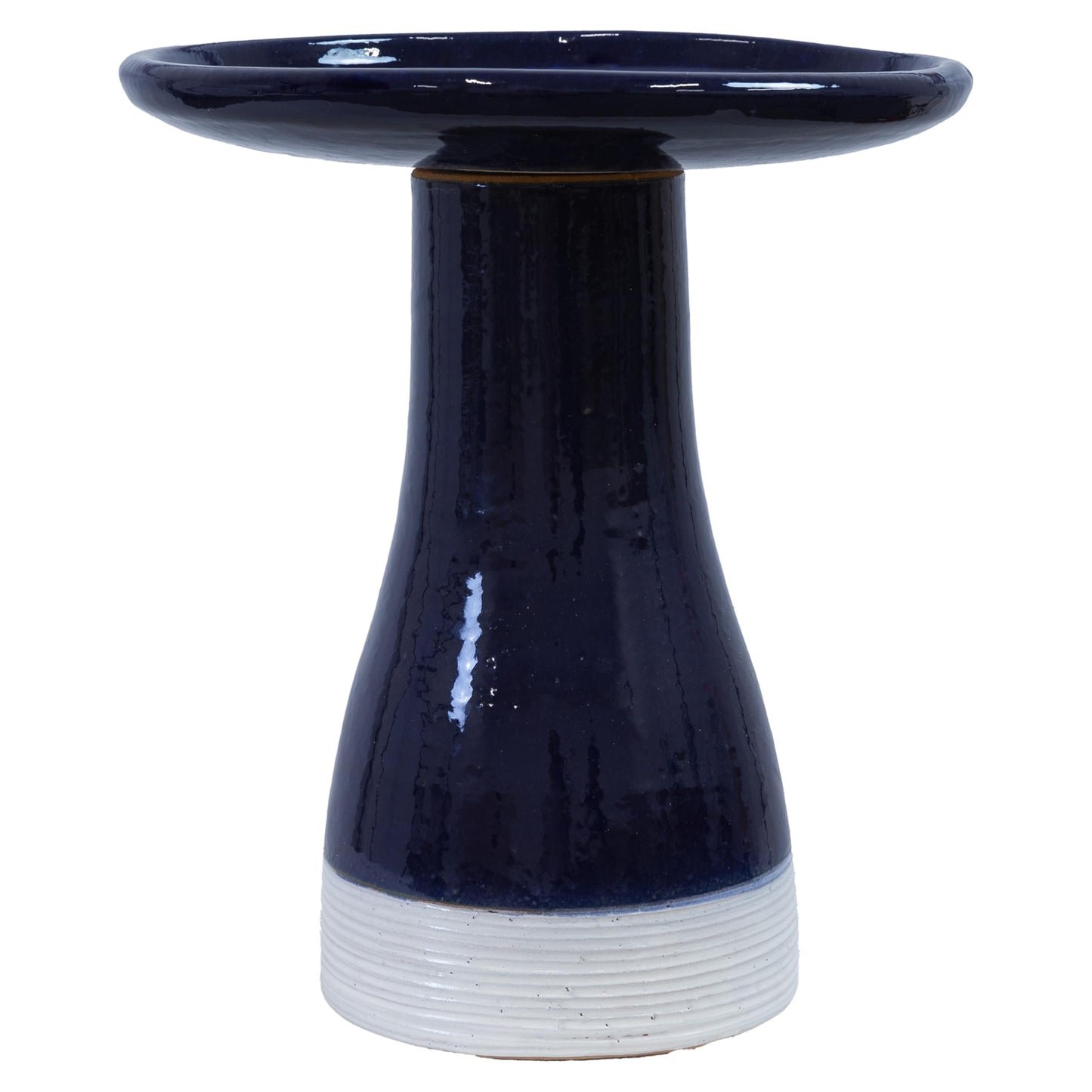 Sunnydaze 21" H Ceramic Bird Bath for Outside - Hand-Painted Outdoor Bird Bath Bowl, UV/Frost-Resistant Finish - Midnight Blue