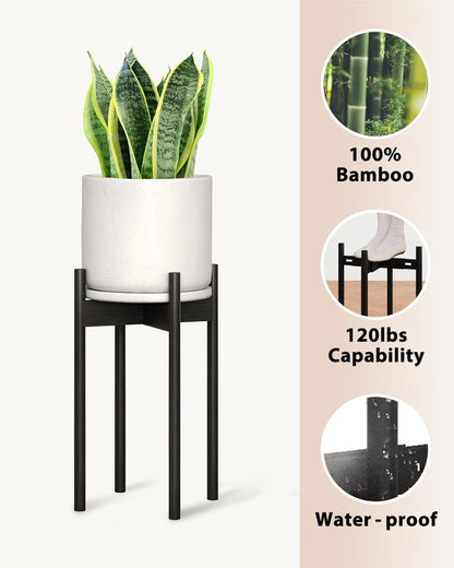 8 9 10 11 12 Inches, GENTINGBRO Adjustable Plant Stand Indoor, Bamboo Plant Stand Fits Small Corner Planter Holder