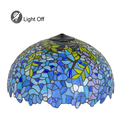 20 Inch Lamp Shade Replacement, Only Tiffany Style Stained Glass Lamp Chimney, Floral Design, Red Green Pink Blue Yellow Fit for Table Lamp, Pendant Light, Floor Lamp,Wisteria
