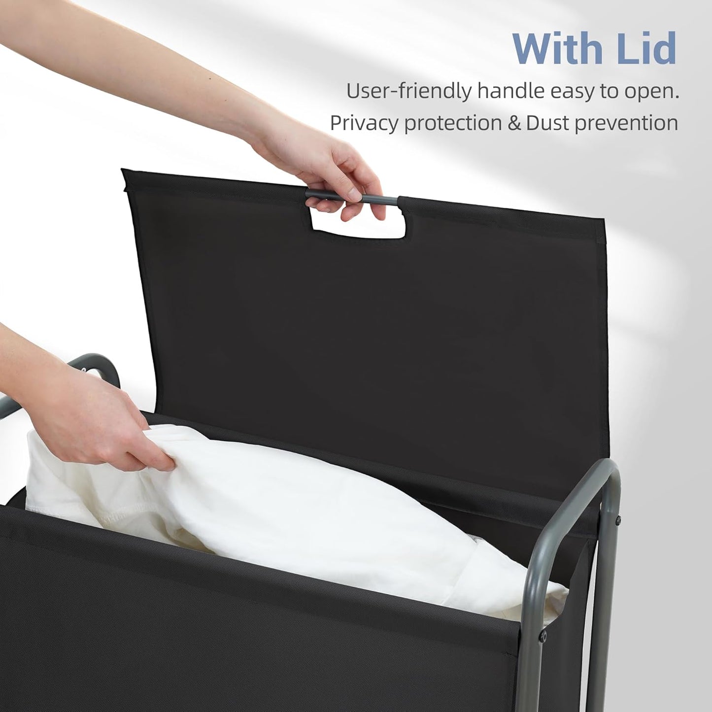 85 2 STORAGE MANIAC Rolling Laundry Hamper with Lid, L Laundry Sorter with Wheels, Loads Dirty Clothes Hamper, Laundrys