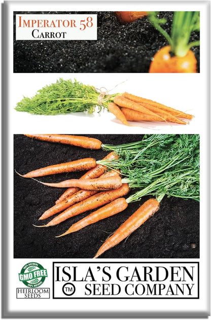 58 500+ Imperator Carrot Seeds (Daucus carota) Non-GMO & Heirloom Seeds, Long and Sweet Carrots for Juicing, Fresh