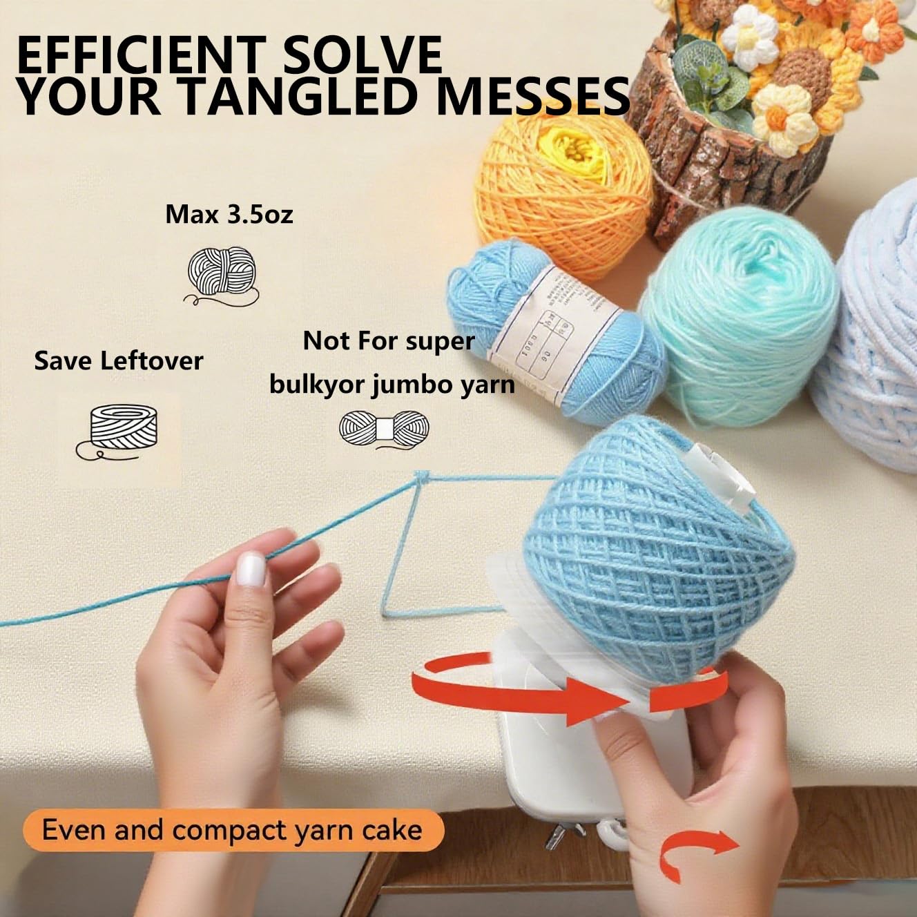 AMZTKDIY Yarn Winder Set with 12 Crochet Hooks | Electric & Manual Ball Winder for Crocheting | Large 10(3.5) oz Capacity, Stepless Speed Control, Low Noise (White-Gray (Manual Capacity 3.5oz))