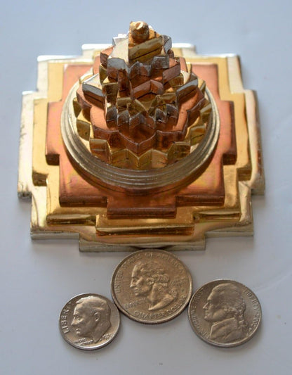 Sri Meru Yantra, Shree Chakra, Maha Meru in Astadhatu Size 3" Inch - 3D, Spiritual Powers, Vaastu Dosh, Prosperity