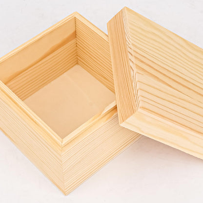 Geytetqi 9 PCS 3.94 x 3.94 x 3.15 Inch Unfinished Square Wood Box with Lid, Wooden Treasure Boxes, Small Wood Keepsake Box, Wooden Storage Box and DIY Craft Stash Boxes for Home Decor