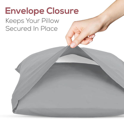 Superity Linen Pillow Cases Queen Size - Envelope Enclosure - 2 Pack - 100% Soft and Comfortable Premium Cotton - Grey