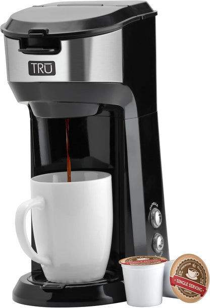 Tru Single Serve Dual Brew Coffee Maker - Premium Brewer for Coffee Capsules or Grounds - Features Self-Cleaning