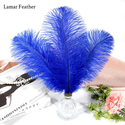 Lamar 20Pcs 12-14'' Blue Ostrich Feathers for Decoration, Wedding Centerpieces, Crafts, Festival, Party, Carnival, Floral Arrangement, Bohemian Home Decor (Royal Blue)