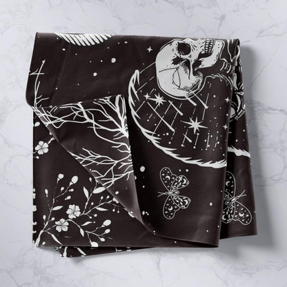 Homewish Couple Skeleton Tapestry,Black White Moon Starry Sky Wall Hanging Art,Butterfly Flower Wall Blankets for Kids Girls Teens Room Decor,Gothic Exotic Lover Porch Hangings,59.1x59.1