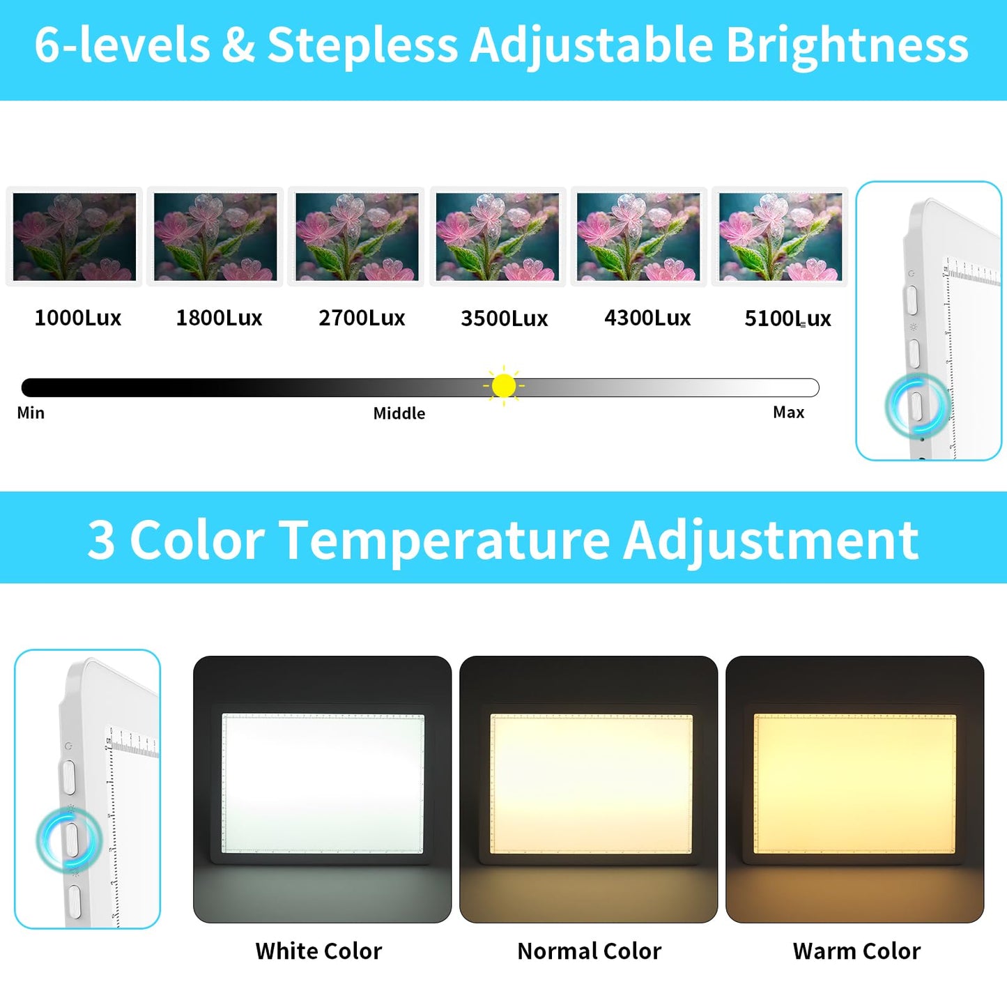 Phylosal Rechargeable A3 Light Pad with Built-in Stand & Bag, Magnetic Tracing Light Box for Drawing, Diamond Art Light Board with Side Button, Super Bright Light Table for Diamond Painting, Sketching