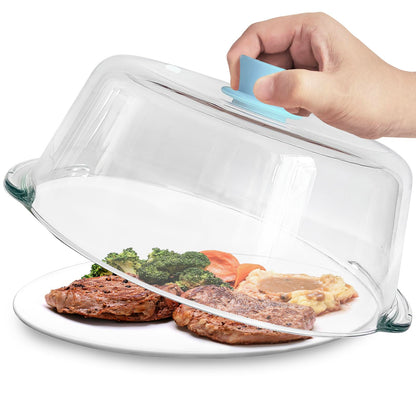 FANQIEW Glass Microwave Splatter Cover for Food Tall Microwave Cover with Silicone Knob 100% Food Safe 10in Plate Splatter Guard Lid With Vent Hole BPA Free Dishwasher Safe