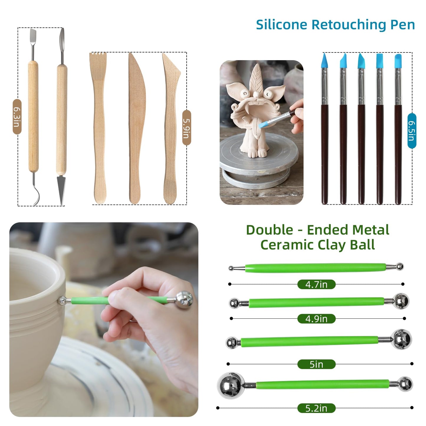 LEYCLUB 29 PCS Clay Tool, Clay Sculpting Tools Kit, Pottery Tools Can be Used for Stippling, Carving, Molding, and Shaping Clay Crafts, for Beginners, Hobbyists, Artists