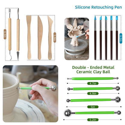 LEYCLUB 29 PCS Clay Tool, Clay Sculpting Tools Kit, Pottery Tools Can be Used for Stippling, Carving, Molding, and Shaping Clay Crafts, for Beginners, Hobbyists, Artists