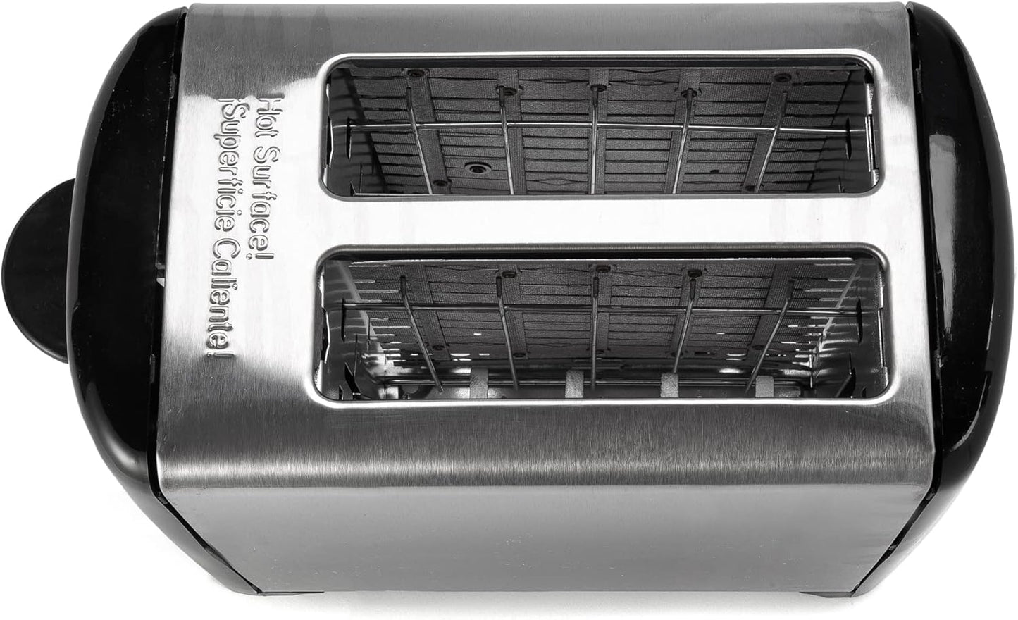 Dominion 2-Slice Toaster, Shade Control, Slide-Out Crumb Tray, Auto-Shutoff, Brushed Stainless Steel/Black