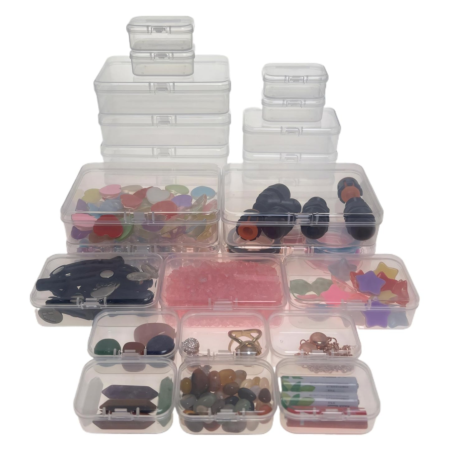 Bead Organizers and Storage-28 Pcs Small Plastic Boxes,Mini Clear Plastic Storage Boxes with Lids,for Jewelry Making Organizer,Containers Hair Accessories, Earrings,Crafts,Sewing Supplies Bead Storage