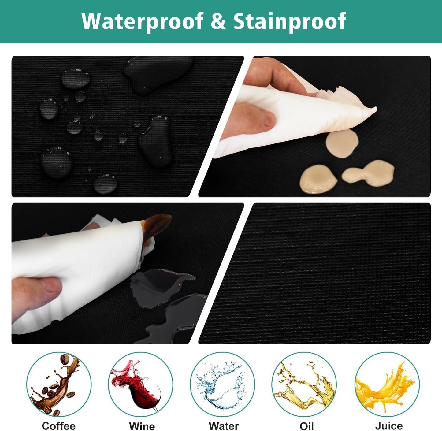 2 Packs 24x24 inch LUSHVIDA Vinyl Card Tablecloth with Flannel Backing - Waterproof Plastic Cover for Picnic Nightstand