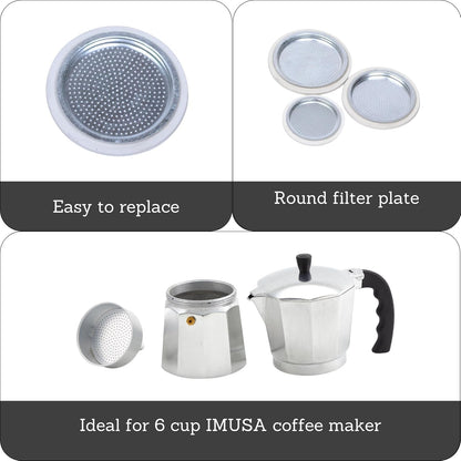 Imusa USA SP-393 Replacement Gasket and Filter for 6 Cup Aluminum Stovetop Espresso Coffee Makers