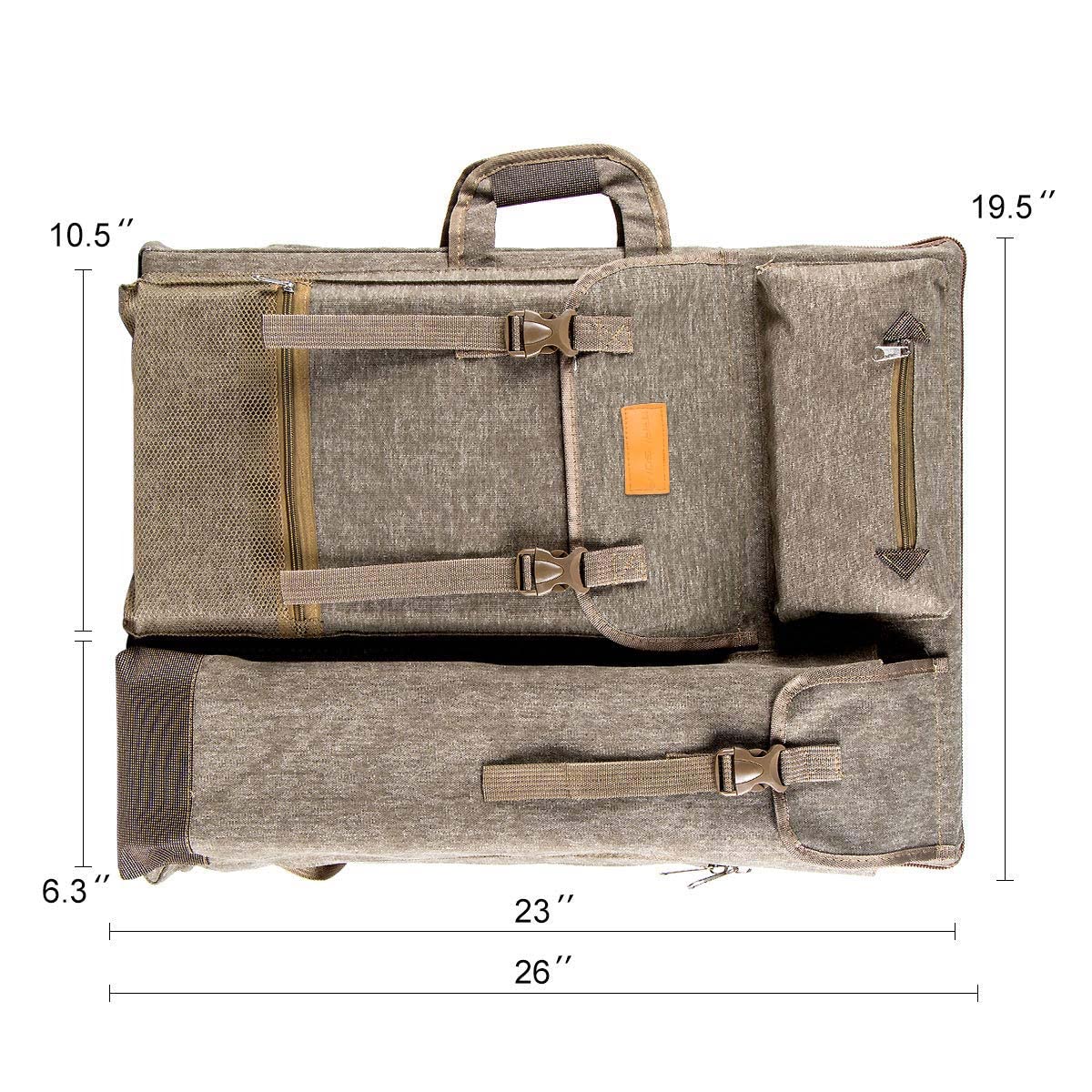TRANSON Art Portfolio Case Artist Backpack Canvas Bag Large 26” x 19.5” Khaki