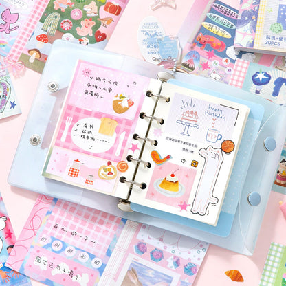 ZHIJIANHZ Japanese Manga Sticker Book 2-Pack,60 Sheets with Glitter, Matte and Writable Note Stickers for Journaling, Ins Style Scrapbook Supplies, 5.8 x 4.1 Inch Kawaii Sticker Set