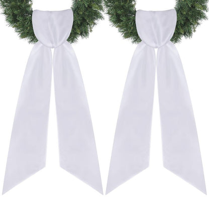 RunNico 4.5" W x 56.3" L White Wreath Sash for Front Door, 2 Pack White Sash, Plain Embroidered Wreath Accessories for Easter Weddings Farmhouses Christmas DIY Halloween Party Yard Wall Doorway Decor