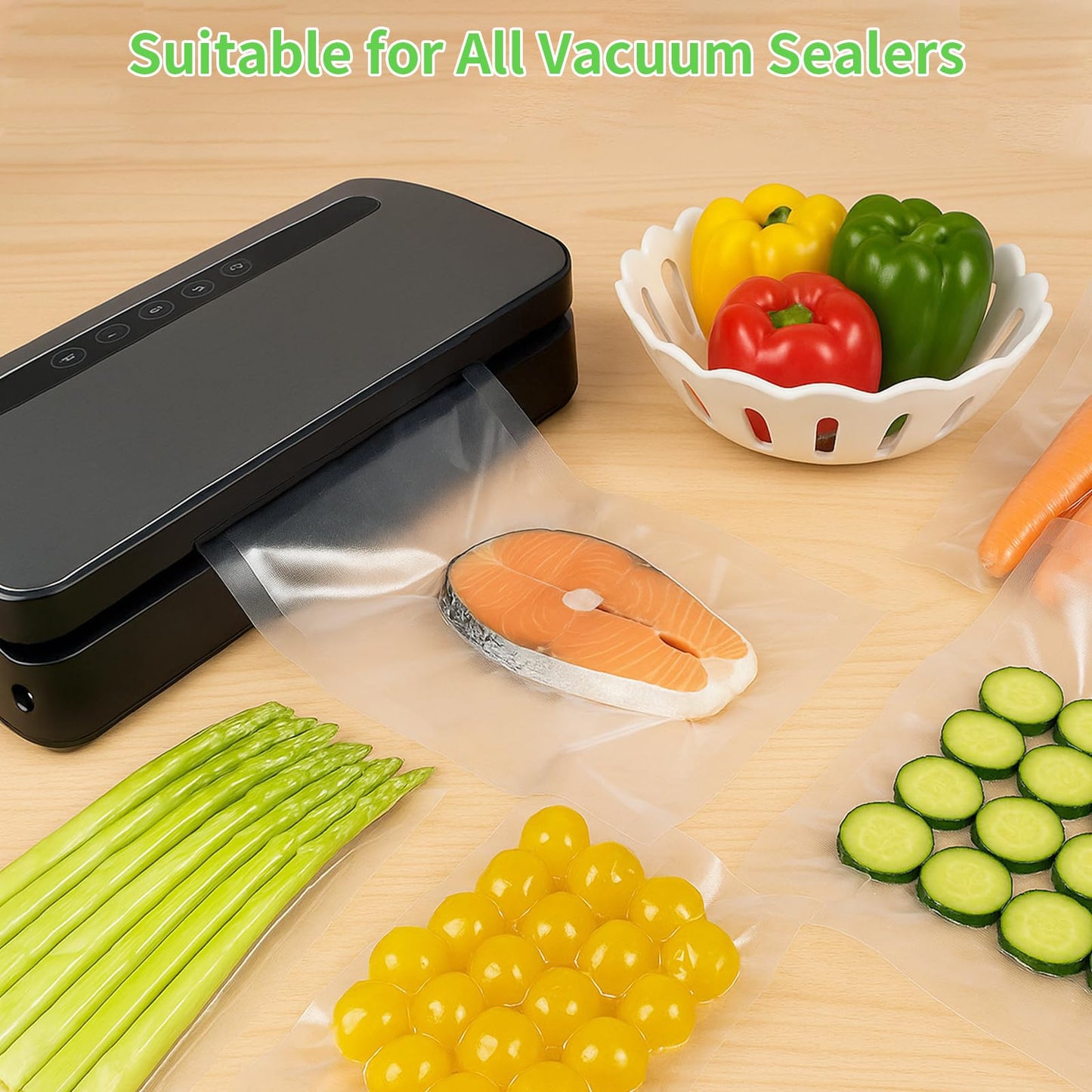 MakMeFre 100 Large Gallon Size 4mil 11.5" x 18.5" Vacuum Sealer Bags with BPA Free and Heavy Duty,Great for Food Storage Vaccume Sealer PreCut Bag