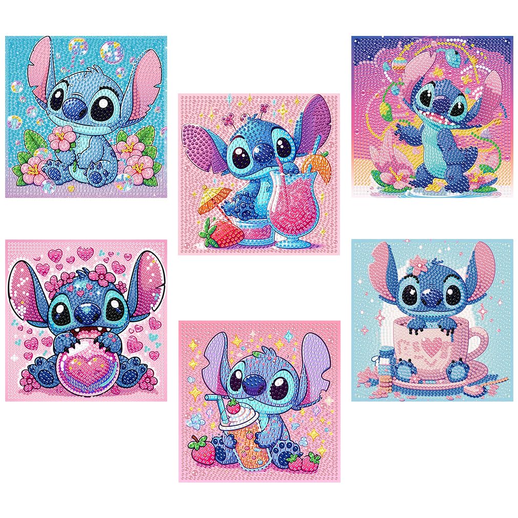 nekpiahu 6 Pack 5D Diamond Art Painting Kits for Kids Beginners, Full Drill Cute Cartoon Diamond Art Kits, DIY Big Gem Art for Children Ages 6-7-8-9-12, Home Wall Decor 6x6 Inch
