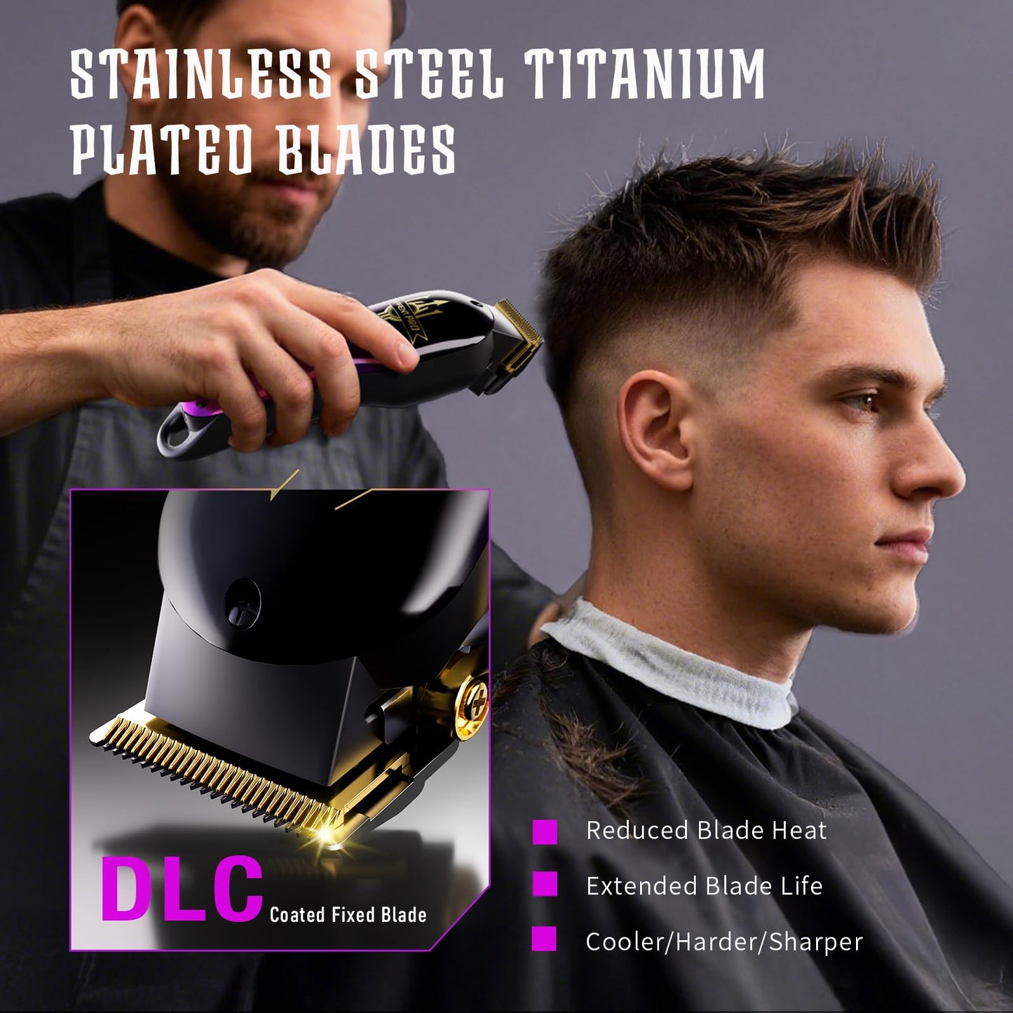 SUPRENT PRO Professional Hair Clippers for Men- Premium Barber Clippers with Brushless Motor- Rechargeable Haircutting Kit with DIY Customizable Casing- Gift for Men