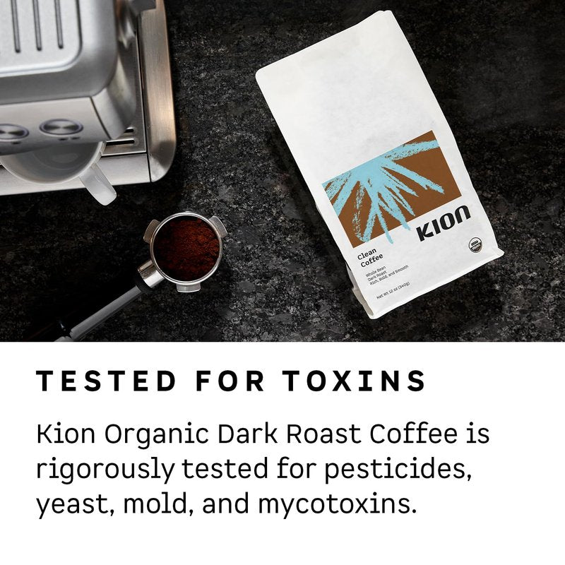 Kion Organic Coffee | Tested for Toxins | Roasted to Maximize Health and Taste | Whole Bean Dark Roast 12 Oz (3 Pack)