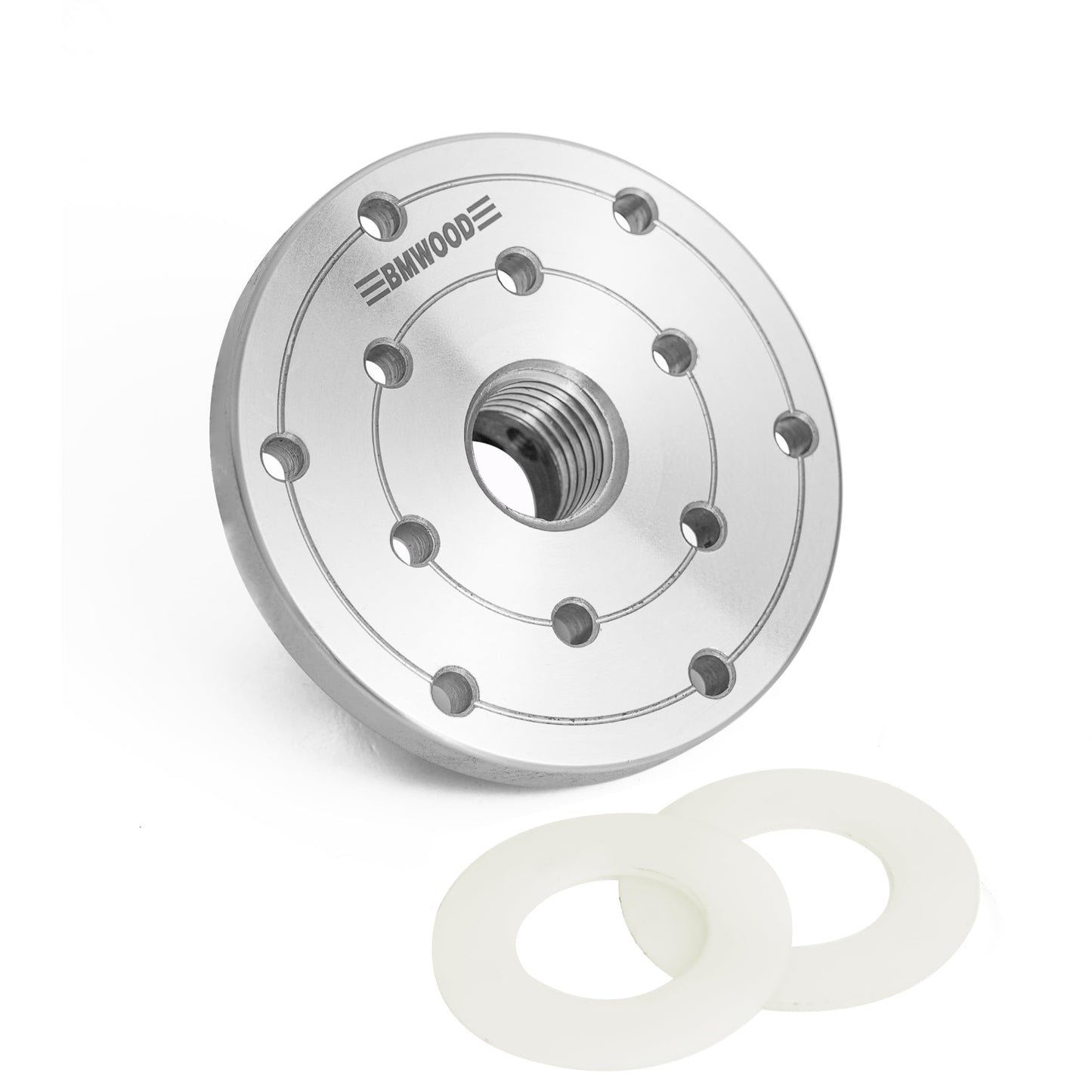 BMWOOD 4" Faceplate with 1"x8TPI Thread, with Two Nylon Washers for Woodturning Lathe,12 Mounting Holes.