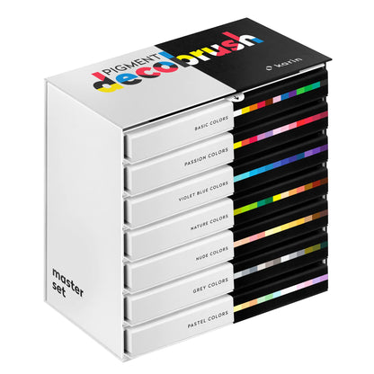Karin Pigment Decobrush Acrylic Paint Markers, 84 Piece Master Set, Brush Tip, Acrylic Markers Set, Opaque, Lightfast & Waterproof Paint Pens for Wood, Fabric, Canvas, Rock Painting and More