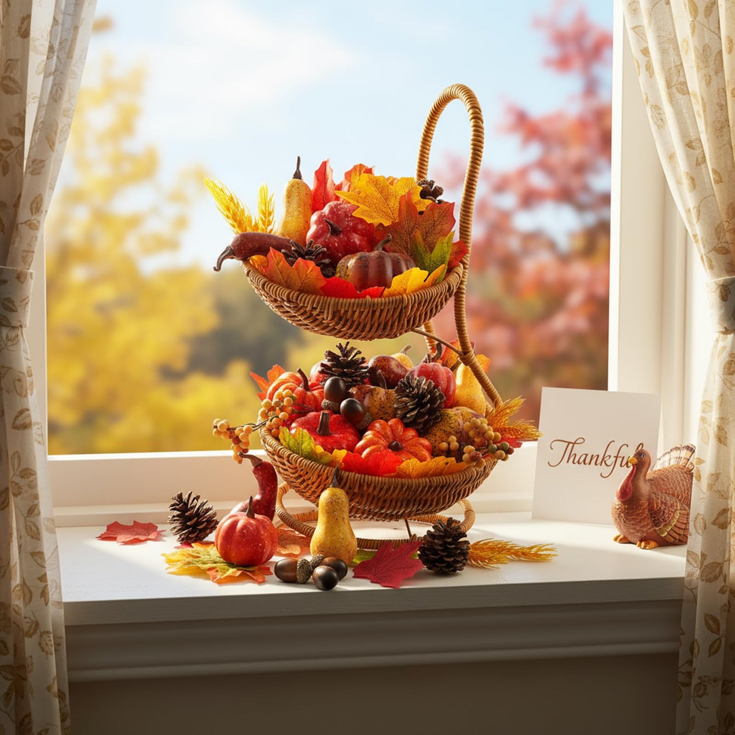 AOBOD Fake Pumpkin Decor Set,Mini Fake Pumpkin Decor,Fall Harvest Decorations,Halloween Thanksgiving Decor and Table Centerpieces