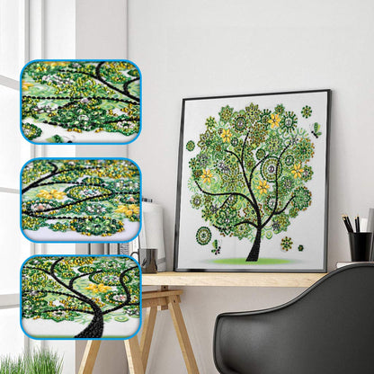 DIY 5D Diamond Painting by Number Kits Diamond Art Special Shape Rhinestones for Adults Beginner Colourful Four Season Tree Home Wall Decor 11.9x11.9 Inch (4 pcs)