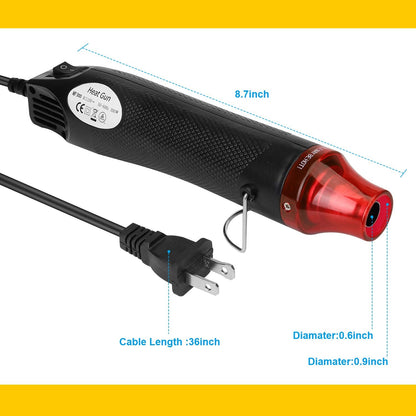 Heat Gun for Crafting - Mini Heat Tool for Epoxy Resin, Silicone Molds, Acrylic Pouring, Embossing, and Bubble Removal, Compact Craft Dryer for Small Art Projects (Black)