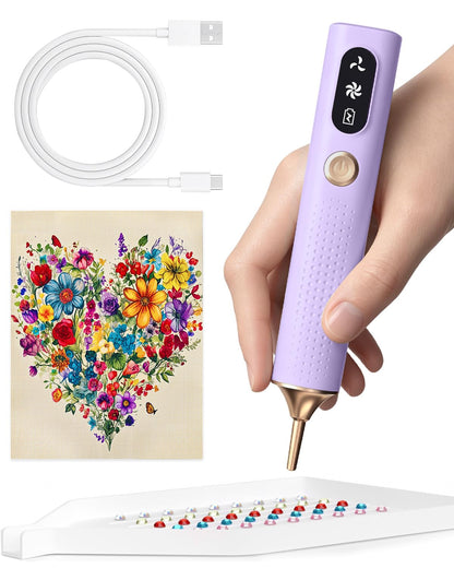 Electric Diamond Painting Pen, Vacuum Diamond Art Pens Cordless & Quiet, Adjustable Suction Mode, Mothers Day Gift for Mom Diamond Painting Tool Supplies for Adults, Purple