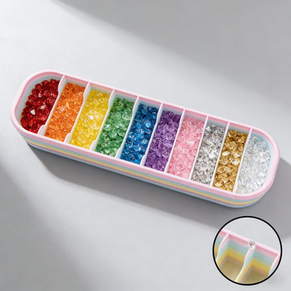 Rainbow Diamond Painting Storage Box with 10 Compartments - Portable Bead Organizer for Diamond Art Kits, Rhinestone & Craft Supplies, Diamond Painting Accessories and Tools