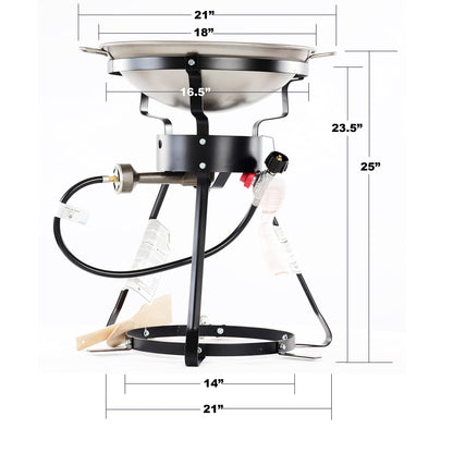 King Kooker 24WC Heavy-Duty 24" Portable Propane Outdoor Cooker with 18" Steel Wok, Black