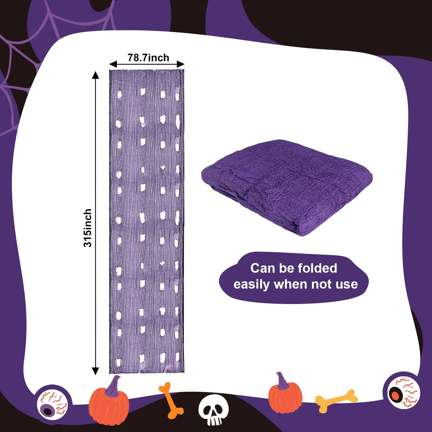 succulentlovers 316x 80 Inch Purple Halloween Creepy Cloth - Large Halloween Spooky Cloth Indoor Outdoor Scary Creepy Gauze Haunted House Decoration for Halloweens Party Supplies