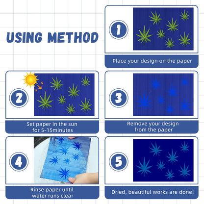 Spakon 32 Sheets Sun Print Paper Cyanotype A4 A5 Solar Drawing Paper Sensitivity Nature Printing for Adults Arts Crafts DIY Project
