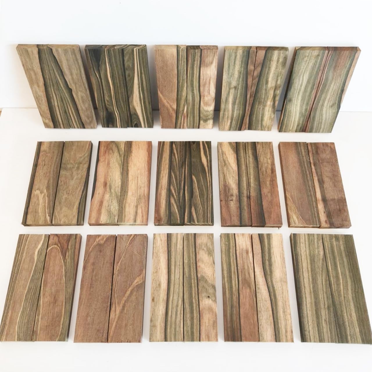 Gray Brown Tone Macassa Ebony Lumber Burl Knives Handle Scales Knife Makers Material Exotic Wood DIY Tools 2Pcs Size: 3/8" x 1 1/2" x 5 1/8" (+/- 1/16")