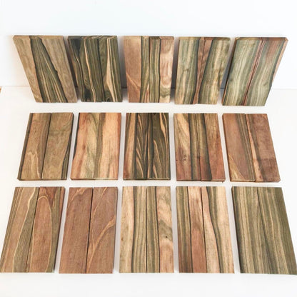 Gray Brown Tone Macassa Ebony Lumber Burl Knives Handle Scales Knife Makers Material Exotic Wood DIY Tools 2Pcs Size: 3/8" x 1 1/2" x 5 1/8" (+/- 1/16")