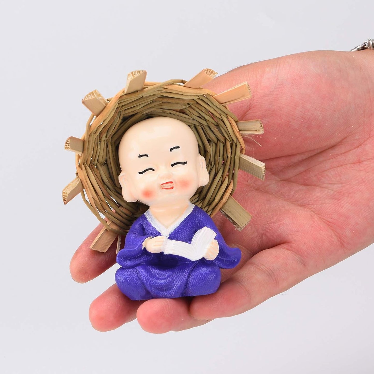 Brass Statu BRABUD Resin Smile Monk - Holding Chinese Zither, Chess Book, Paintbrush Statues for Home Decor