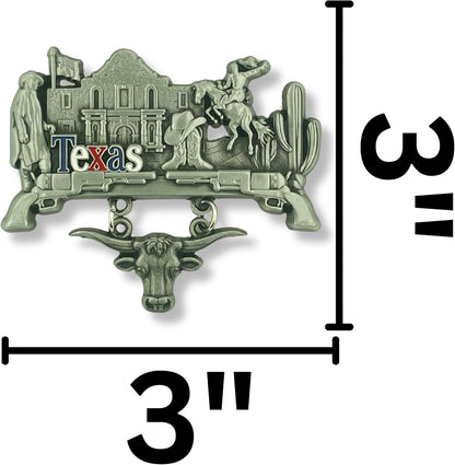 Rustic Texas Longhorn Refrigerator Magnet - Vintage Design, 3 by 3 Inches Magnetic Souvenir Gift