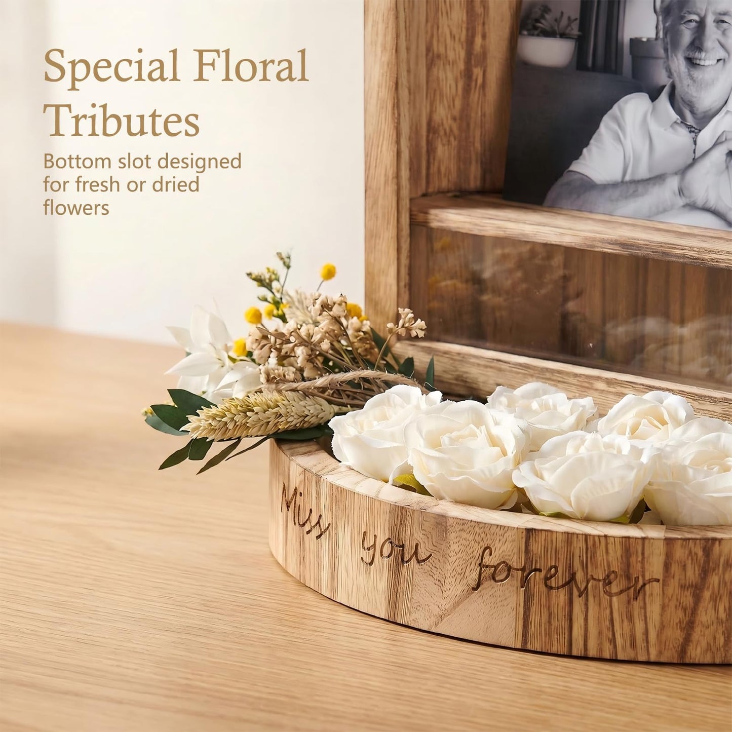 DGWJSU Shadow Box Frame, 8.66x12.5″ Sympathy Gifts for Loss of Loved One, Keepsake Box, Shadow Boxes Display Cases Flower, Photos, Memorial Gifts, Sympathy Gifts, Celebration of Life, Carbonized Brown