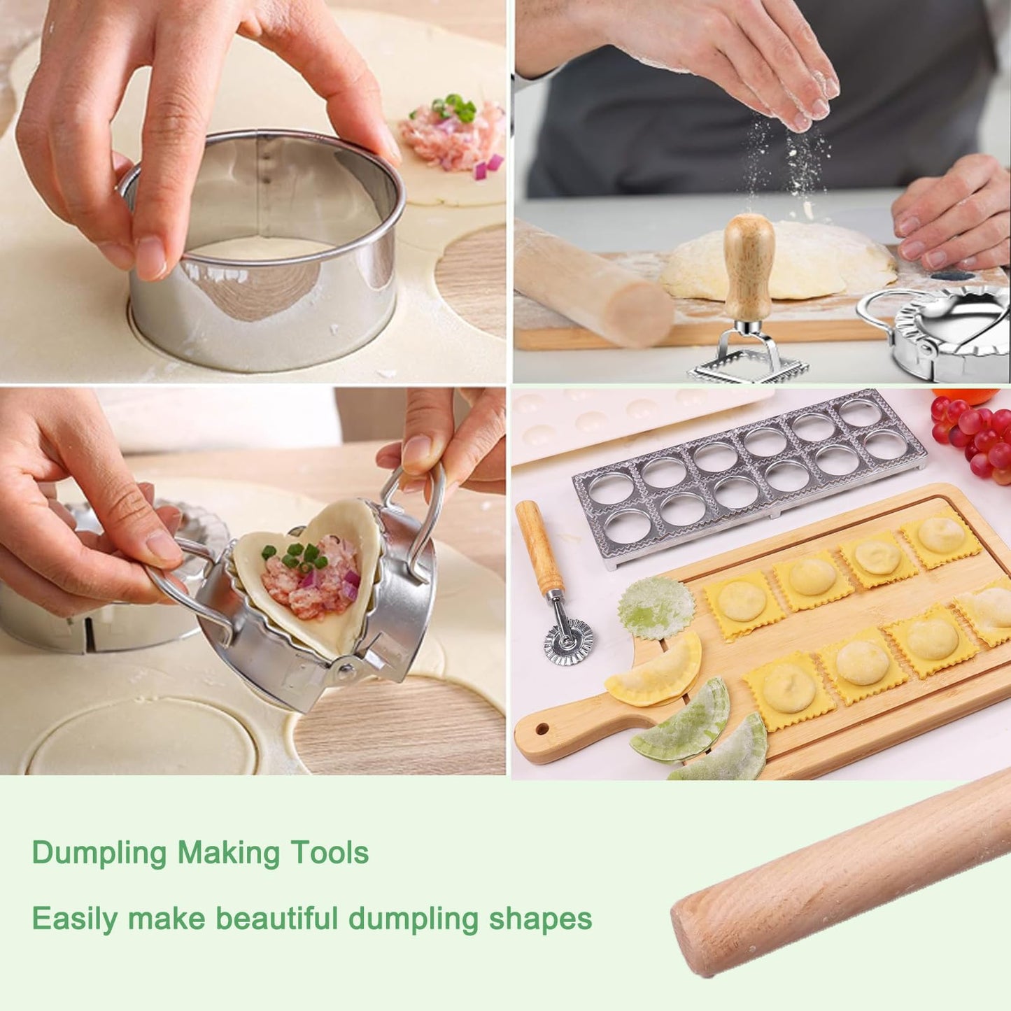 8 Pcs Ravioli Mold Set Include Ravioli Maker Press ，Dough Scraper, Dumpling Maker, Ravioli Maker Cutter set,Pasta Making Kit for Ravioli Press Mold,Suitable for Kitchen Beginners Gift (A)