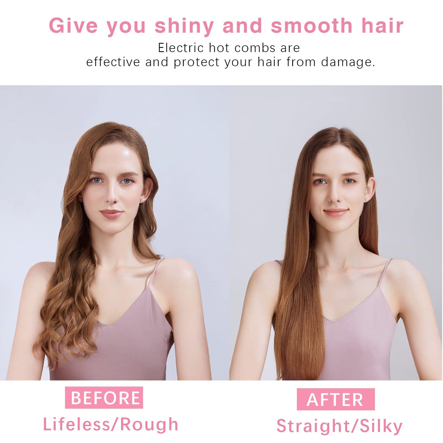 Hot Comb Hair Straightener Set for Lace Front Wigs - Heat Pressing Combs Ceramic Curling Flat Iron Electric Hot Comb for Wigs - Hair Straighteners Straightening Comb for Women Wig Installation Kit