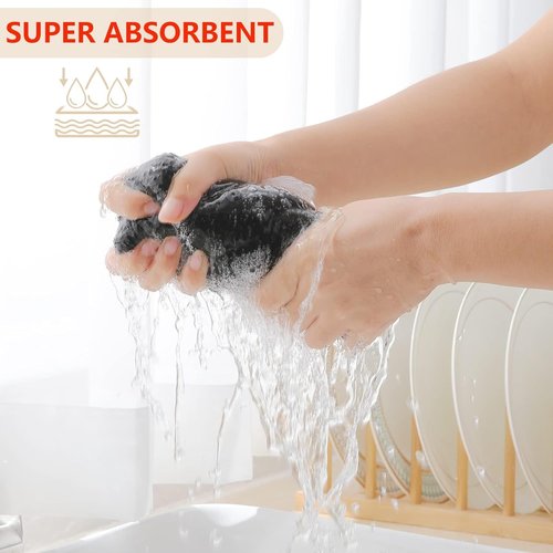 Homaxy 100% Cotton Kitchen Dish Towels - Ultra Soft & Absorbent Quick Drying | 13 x 28 Inches, 24-Pack, Black